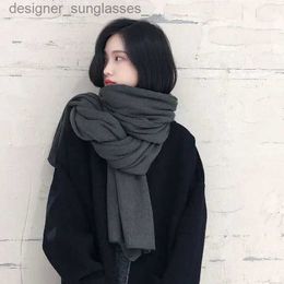 Scarves 50*200cm Thick Warm Scarf For Women Pure Colour Ladies Imitation Cashmere Black Scarf Female Winter To keeping WarmL231101