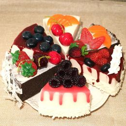 Decorative Flowers 6pcs/Set Simulation Cake Model Fruit Ornament Display Props Birthday