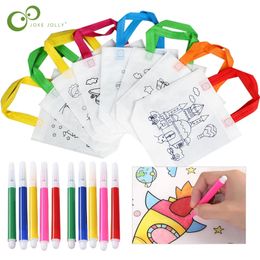 Drawing Painting Supplies 20pcs DIY Graffiti Bag with Coloring Markers Handmade Painting Non-Woven Bags for Children Arts Crafts Color Filling Drawing Toy 231031