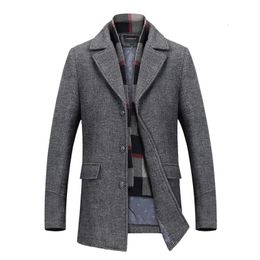 Men's Wool Blends Mens Smart Casual Woolen Coat Turn Down Collar Wool Jacket Outerwear Thicken Warm Men Blends Trench Business Coats Man 231101