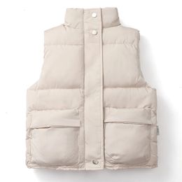 Waistcoat Winter Children Boy Girl Vest Coat Kid Sleeveless Jacket Big Pocket Waistcoat Outerwear Thicken Stand Collar Baby Clothing A774 231031