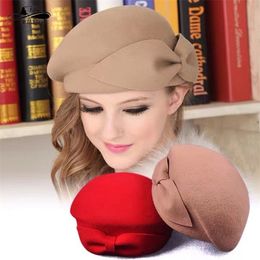 Berets oZyc 100% Wool Vintage Warm Wool Winter Women Beret French Artist Beanie Hat Cap For Sweet Girl Gift Spring And Autumn Hats 231031