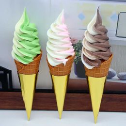 Decorative Flowers Simulated DIY Plastic Fake Ice Cream Cone Model Lifelike Safe Pograph Shape Props Food