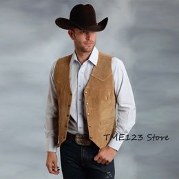 Men's Vests Suede Slim Single-breasted Casual Western Denim 230331