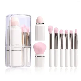 Makeup Brushes Portable Travel Loose Powder Angled Eye Shadow Sponge Foundation Multi-function 8in1 Mini Brush Set Cosmetic Beauty Tool