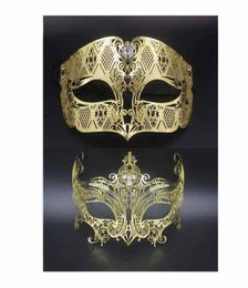 Party Masks Sexy Face Mask 1 Set Gold Phantom Crown Set Birthday Wedding Costume Dress Party Ball Metal Venetian Men Women Mask Se8099962