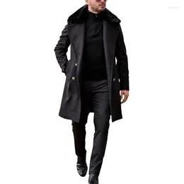 Men's Trench Coats Windbreaker Mid-length Long Sleeves Slim Woolen Coat Mens 2023 Jacket Windbreak Men Winter Homme Plus Size