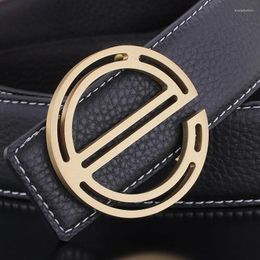 Belts Golden Grade Copper Buckle Letter Designer Cowskin High Quality Leather Waist Strap Men Ceinture Homme