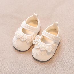 First Walkers Infant Baby Girls Sweet Shoes Non-Slip Soft Soled Lace Bowknot Flats Toddler Walker Spring Summer Princess