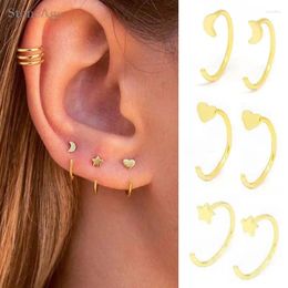 Hoop Earrings Star Moon Heart Charming C Shaped Piercing Y2k Ear Cartilage For Women Gold Plated Daith Lobe Earing Jewelry