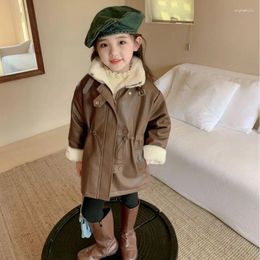 Jackets Baby Girls' Leather Coat With Plush Children's Autumn Fashion Motorcycle Top Girl Jacket Clothes