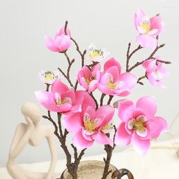 Decorative Flowers Pink Silk Artificial Cherry Plum Blossom Lily Branch Wedding Home Decoration Living Room Table DIY Craft Fake