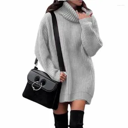 Women's Sweaters Turtleneck Mid-length Knitted Pullover Long Sleeve Dress Sweater