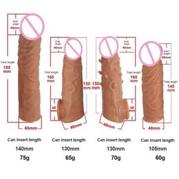 Sex Toy Massager Penis Cover Growth Sleeve Reusable Tpe Enlarger Sheath Delay Ejaculation for Men