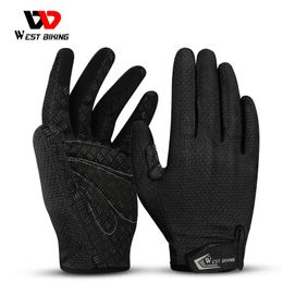 Cycling Gloves WEST BIKING Sports Cycling Gloves Breathable Non-slip MTB Road Bike Gloves Touch Screen Men Women Outdoor Running Bicycle Gloves 231101