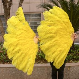 13 Bone Fluffy Natural Ostrich Feathers Carnival Party Wedding Celebration Belly Dance Show DIY Decoration Plumes Fan