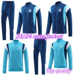 23 24 Marseilles men adult tracksuit soccer long zipper jacket sets Survetement 2023 2024 OM maillot foot MILIK PAYET football full Zipper jackets training suit S-2XL