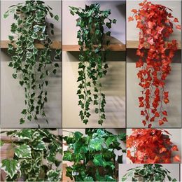 Decorative Flowers Wreaths Decorative Flowers Artificial Plants Red Green Vine Branches Wall Hanging Plastic Rattan Home Wedding Par Dhtc4