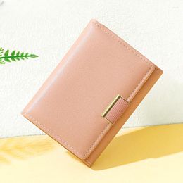 Wallets Simple PU Women's Short Three Fold Wallet Portable Europe And The United States Folding Mini Purse