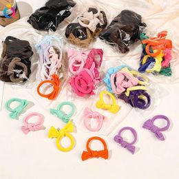 Hair Accessories Children's Girls Candy Color Towel Circle High Stretch Bow Headcord Durable Tie Cord Leather Band