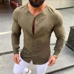 Men's Casual Shirts Vintage Men Cotton Linen Button Cardigan Long Sleeve Breathable Spring Clothes Summer Male