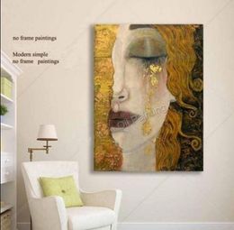 Woman With Gold Tears Portrait Handpainted Modern Wall Decor Abstract Art Oil Painting On Canvas Multi sizes Available meii4911235