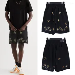 Men's Shorts Arrived Top Quality 1:1 Trendy Brands Leather Star Logo Splicing Casual Men Streetwear