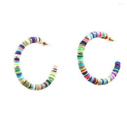 Stud Earrings 2023 Beach Multicolor Semicircle C Shape Ceramic Tinted Soft For Women