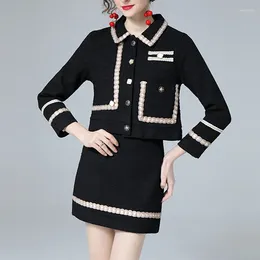 Two Piece Dress Small Fragrance Tweed Set Women Short Jacket Coat Mini Skirt Suits Korean Elegant Fashion Casual Office 2 Sets