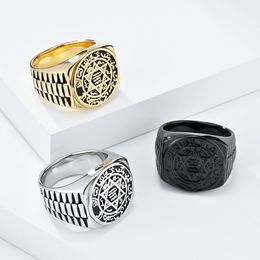 Stainless Steel Polished Ring The Seals of the Seven Archangels Protection Amulet Seal Solomon Kabbalah Mens Womens