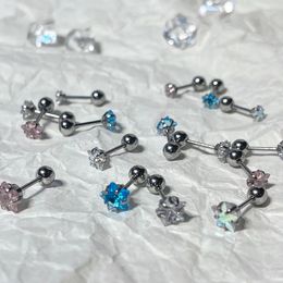 Stud Earrings 1 Pcs Stainless Steel Cute Coloured Crystal Small Studs Earring For Women Tragus Cartilage Piercing Body Jewlery