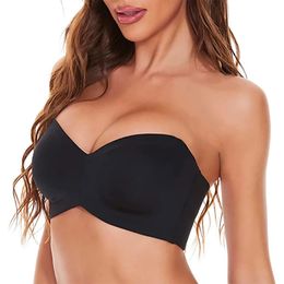 Bras Full Support NonSlip Convertible Bandeau Bra Strapless Push up Plus Size Seamless Underwire Smoothing Unpadded 231031