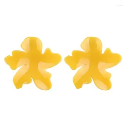 Stud Earrings Pinky Colour Cute For Women Fashion Resin Acrylic Big Flower Wedding Party Jewellery Brincos Wholesale