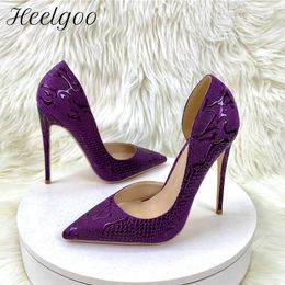 Dress Shoes Heelgoo Purple Effect Women Pointy Toe Inside Cut High Heel Shoes Large Size 44 45 Sexy Fashion Stiletto Pumps 231101