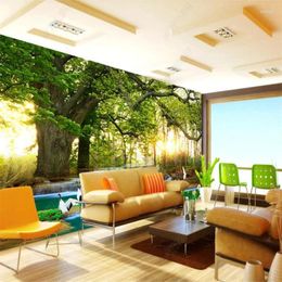 Wallpapers Forest Waterfall Creek Natural Scenery 3D Wall Paper Custom Mural Home Decor Wallpaper Bedroom