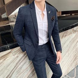 Men's Suits Blazers Jacket Pants Boutique Fashion Mens Casual Business Suit High-end Social Formal Suit 2 Pcs Set Groom Wedding male S-7XL 231101