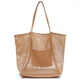 Evening Bags 2pcs Women Nylon Mesh Large Capacity Totes 2023 Fashion Protable Beach Shoulder Bag