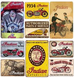 Indian Style Retro Motorcycle Oil Tin Sign Decor Metal Board Paintings Plaques For Bar Cafe Garage Iron Plate Posters Wall Sticker9486896