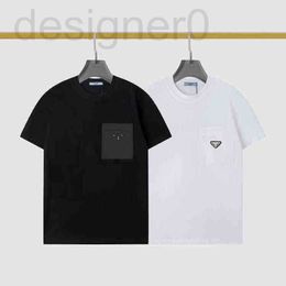 Men's T-Shirts popular 2022 New Fashion Brand Short Sleeve T-shirt and Women's Pocket Triangle Letter Ins Loose Top 74NM