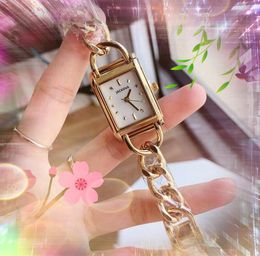 Fashion Rectangle Shape Dial luxury Quartz Movement Watch full stainless steel bracelet women Clock lovers fashion star's choice rose gold silver watches gifts