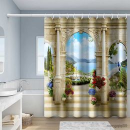 Duschvorhänge, schönes klares Wasser und blauer Himmel, Duschvorhang, Hippie-Badezimmervorhang mit Badezimmer-Accessoires R231101