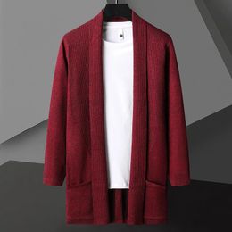 Men's Jackets Autumn Korean style fashion Men's Sweater Thicken and Velvet Men Cardigan Knitted Sweater Coat Stripe Jacket Male S-5XL 231101