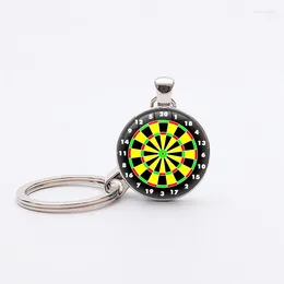 Keychains Board Target Pendant Keychain Men Jewellery Fine Art Po Glass Key Holder Gift Silver Plated Chains