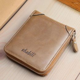 Wallets Fashion Zipper Men's Wallet Short Casual Retro Small Holder PU Coin Purse Pocket