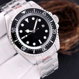 master Deep Ceramic Bezel Cystal Sliding Button Watch Automatic Mechanical Watches Silver Band 44mm Waterproof Stainless Steel Montre de luxe Luxury wristWatch