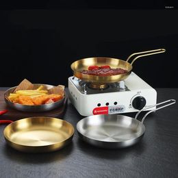 Pans Durable Stainless Steel Golden Sliver Frying Pan Steak Skillet Roasting Cooking Pots Kitchenware Kitchen Cookware Accessories