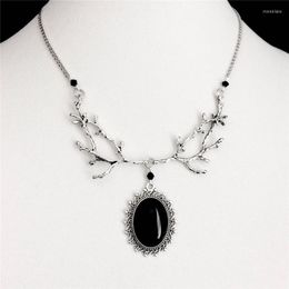 Pendant Necklaces 2023 Fashion Gothic Black Cameo Necklace Branch Witchy Jewellery Forest Victorian Moon