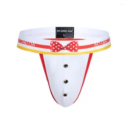 Underpants Mens Thongs T-Panties Sexy British Style Bow Tie Gentleman Low-Waist Breathable Triangle Briefs Gays Underwear Sissy Lingerie