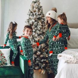 Family Matching Outfits Christmas Mom Dad Kids Matching Outfits Santa Tree Print 2 Pieces Pyjamas Set Casual Loose Sleepwear Xmas Family Look 231031