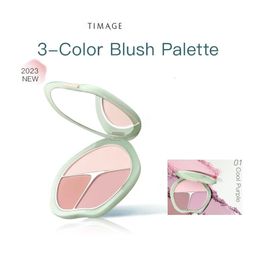 Blush Timage 3-Color Blush Palette Plump Cheeks Natural Contour with Pink Purple Apricot Shades 13g Makeup 231031